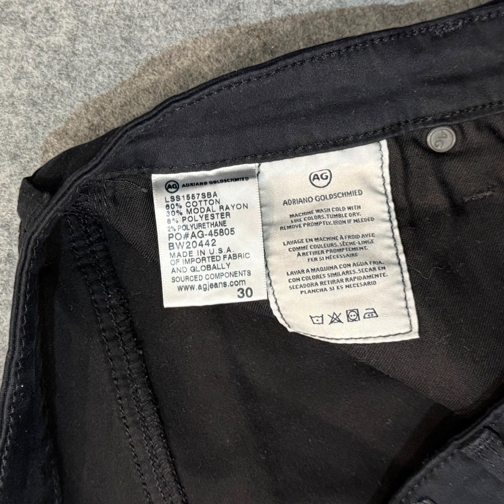 AG Adriano Goldschmied Black Denim Prima Cigarette Crop Jeans Women's Size 30 - Picture 6 of 7